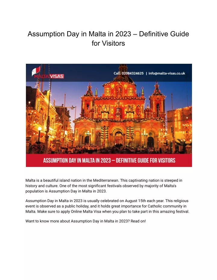 assumption day in malta in 2023 definitive guide
