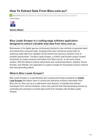 how to extract data from bloo com au
