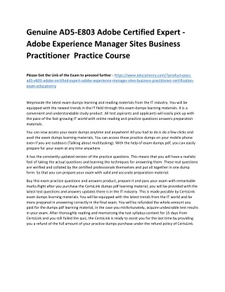 genuine ad5 e803 adobe certified expert adobe