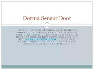 Dorma Sensor Door
