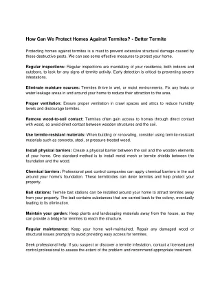 How Can We Protect Homes Against Termites - Better Termite