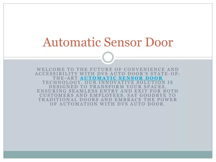 automatic sensor door