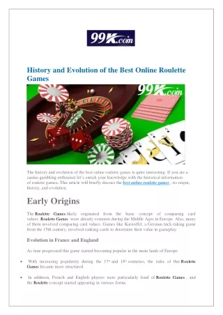 History and Evolution of the Best Online Roulette Games