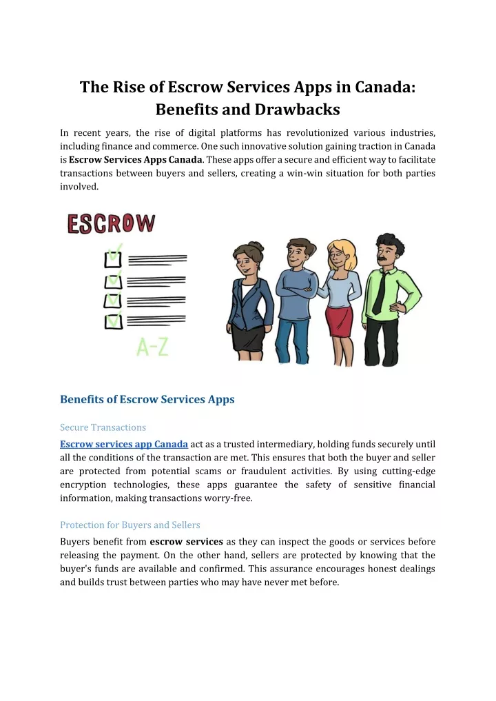 the rise of escrow services apps in canada