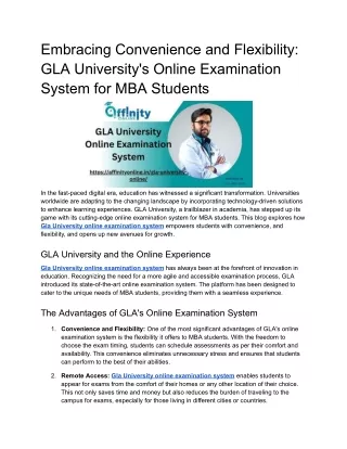 Embracing Convenience and Flexibility_ GLA University's Online Examination System for MBA Students