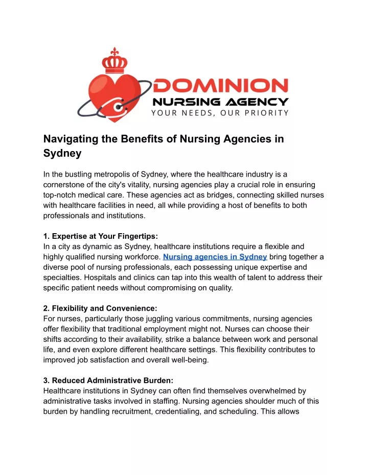 navigating the benefits of nursing agencies