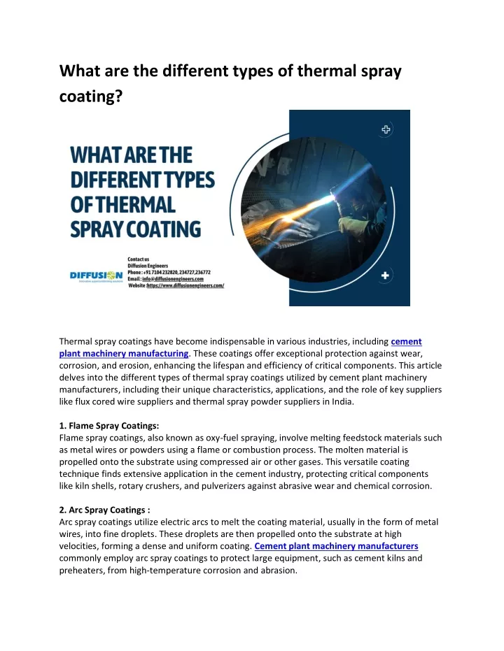 what are the different types of thermal spray