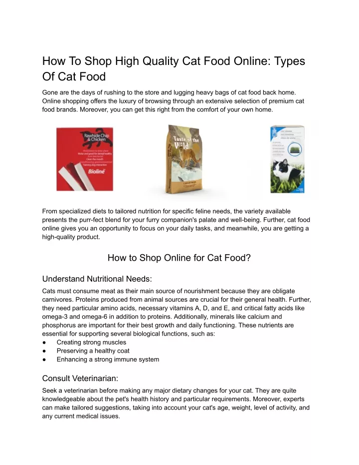 how to shop high quality cat food online types