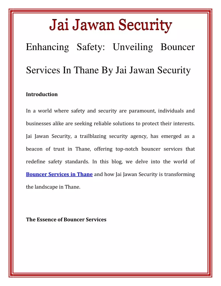 enhancing safety unveiling bouncer
