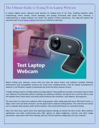 The Ultimate Guide to Testing Your Laptop Webcam