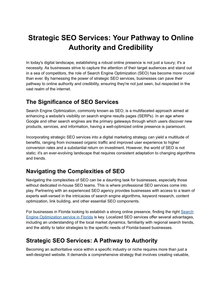 strategic seo services your pathway to online