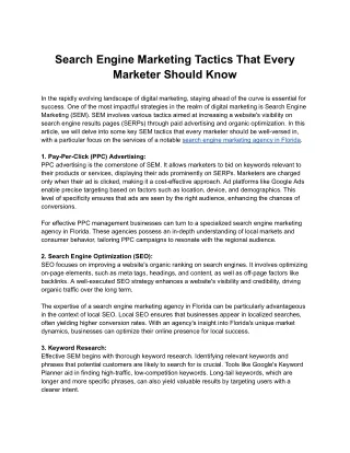 Search Engine Marketing Tactics That Every Marketer Should Know
