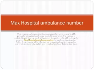 Max Hospital ambulance number