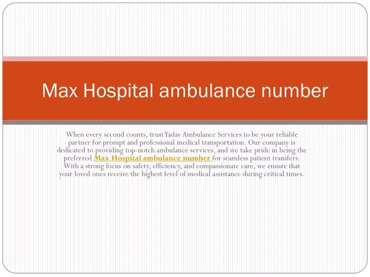 max hospital ambulance number