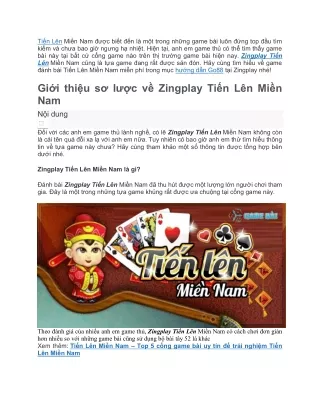 Danh bai Tien Len Mien Nam mien phi tai Zingplay