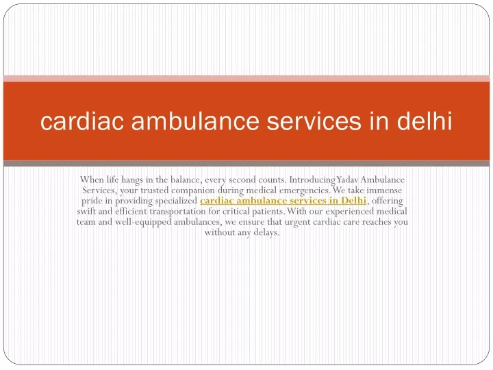 cardiac ambulance services in delhi