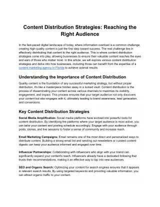 Content Distribution Strategies: Reaching the Right Audience