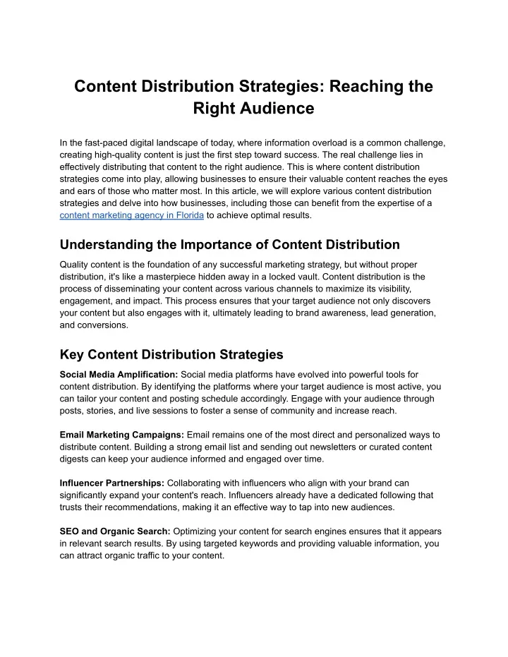 content distribution strategies reaching