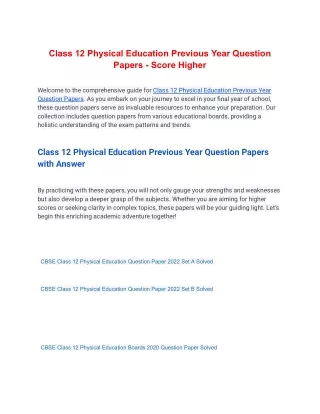 class 12 physical education previous year