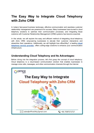 The Easy Way to Integrate Cloud Telephony with Zoho CRM