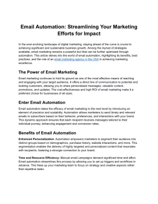 Email Automation: Streamlining Your Marketing Efforts for Impact