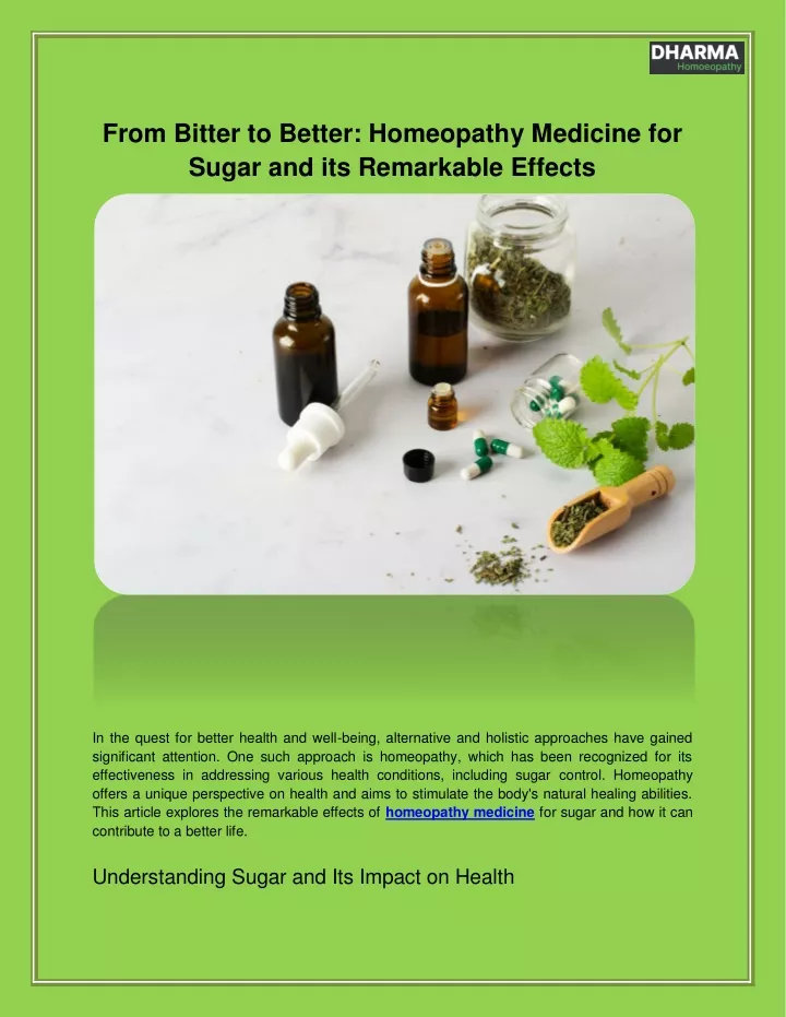 from bitter to better homeopathy medicine