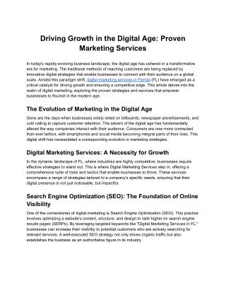 Driving Growth in the Digital Age: Proven Marketing Services