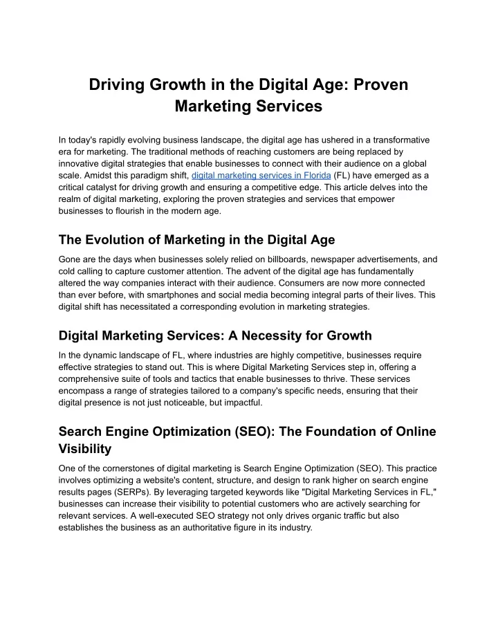 driving growth in the digital age proven