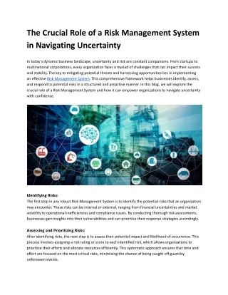 The Crucial Role of a Risk Management System in Navigating Uncertainty