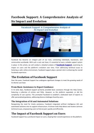 Facebook Support A Comprehensive Analysis of Its Impact and Evolution