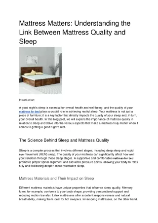 Mattress Matters_ Understanding the Link Between Mattress Quality and Sleep