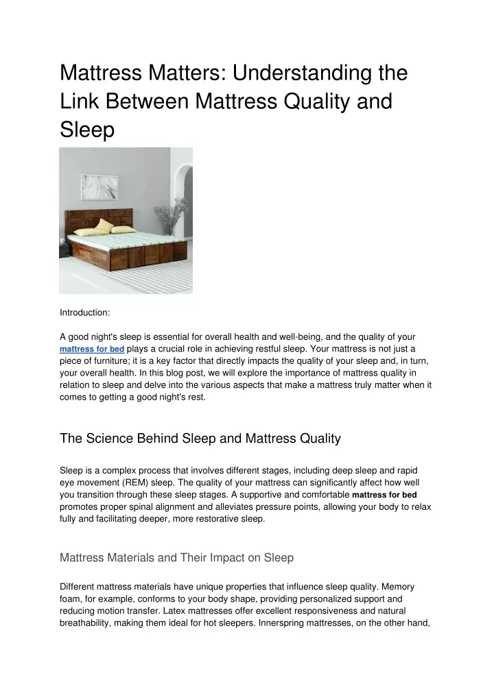 mattress matters understanding the link between