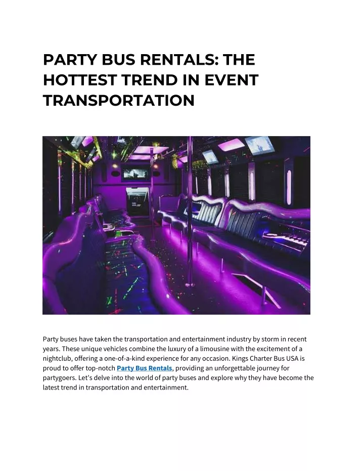 party bus rentals the hottest trend in event