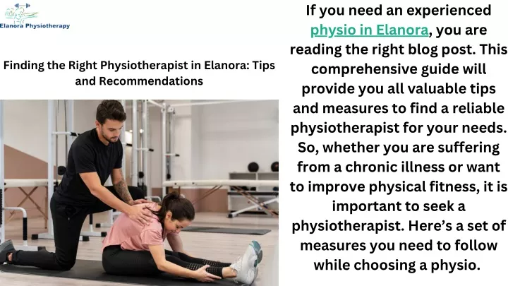 if you need an experienced physio in elanora