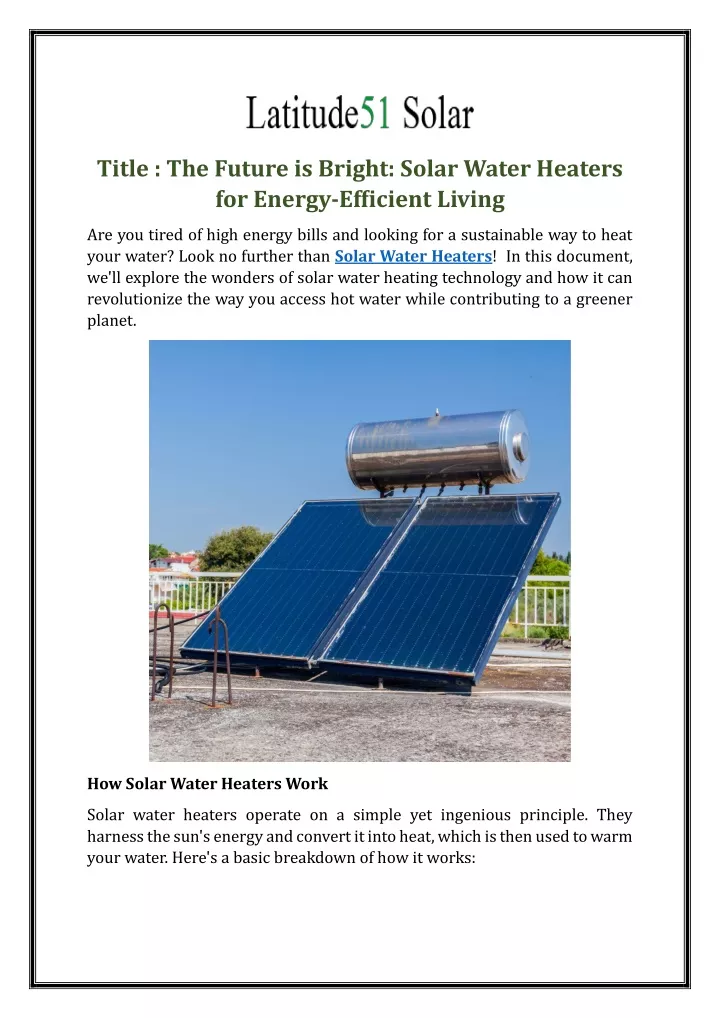 title the future is bright solar water heaters