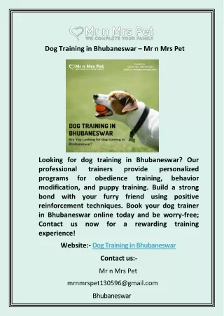 Dog Training in Bhubaneswar
