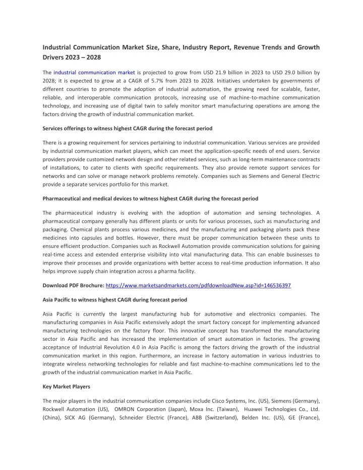 industrial communication market size share