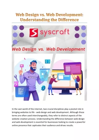 Syscraft | Unraveling Web Design vs. Web Development