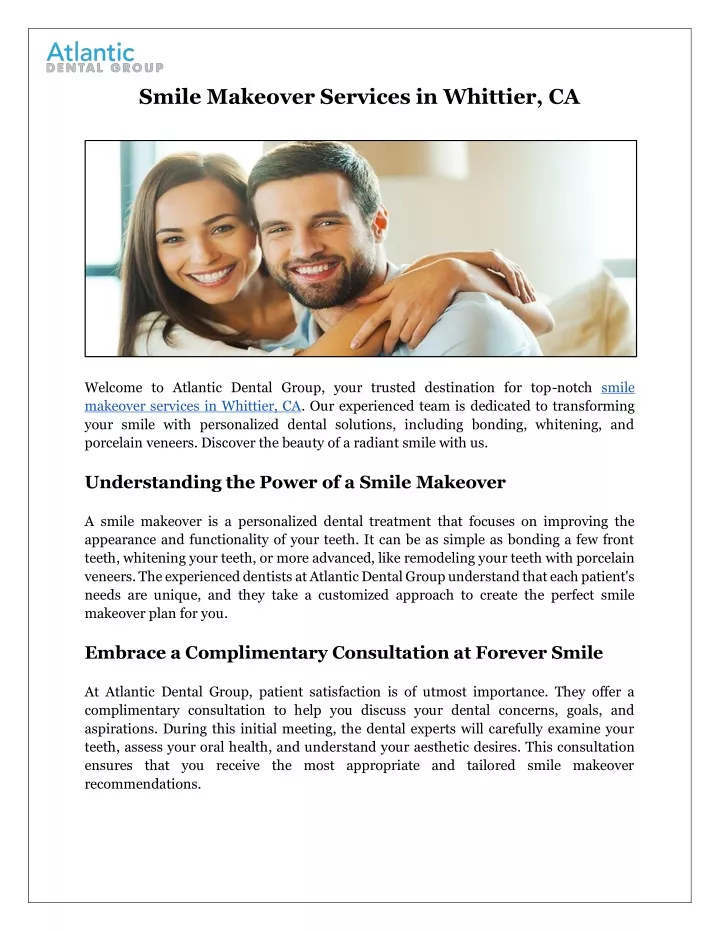 smile makeover services in whittier ca