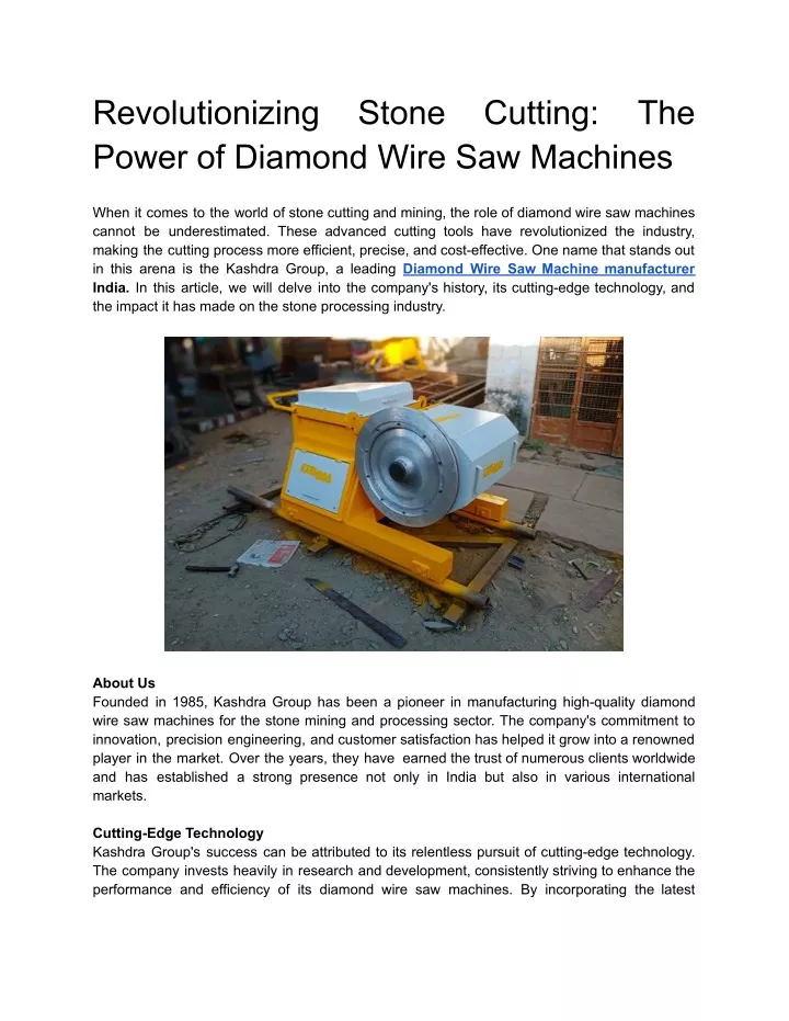 revolutionizing power of diamond wire saw machines