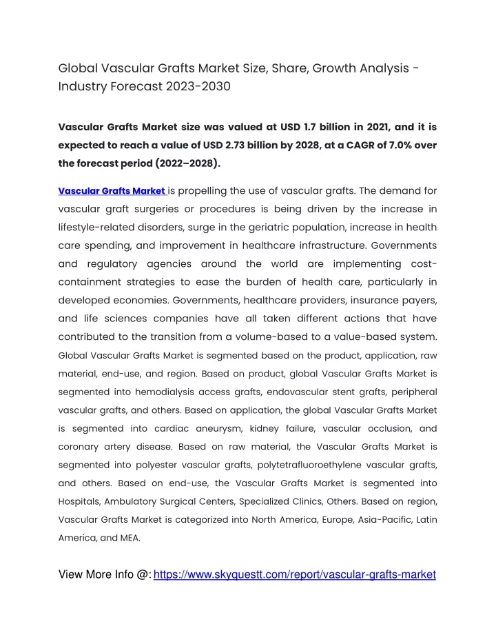 global vascular grafts market size share growth