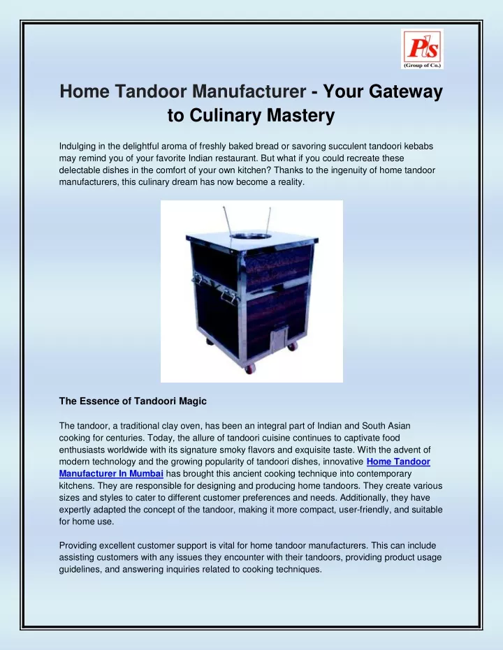home tandoor manufacturer your gateway