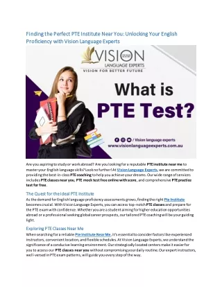 finding the perfect pte institute near