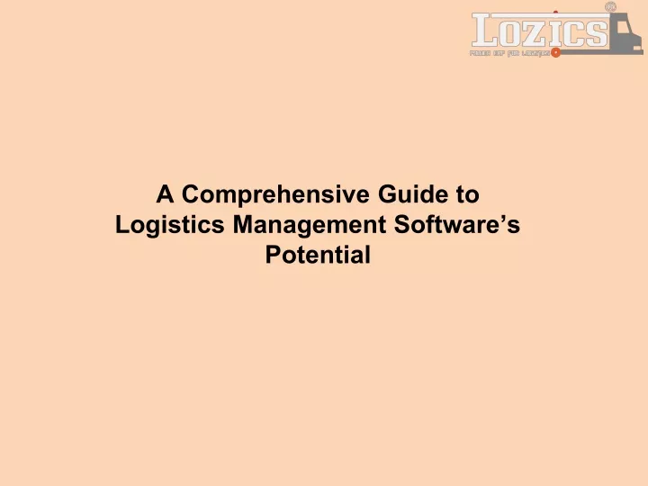 a comprehensive guide to logistics management