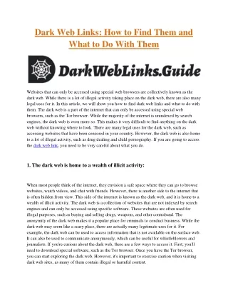 Dark Web Links: How to Find Them and What to Do With Them