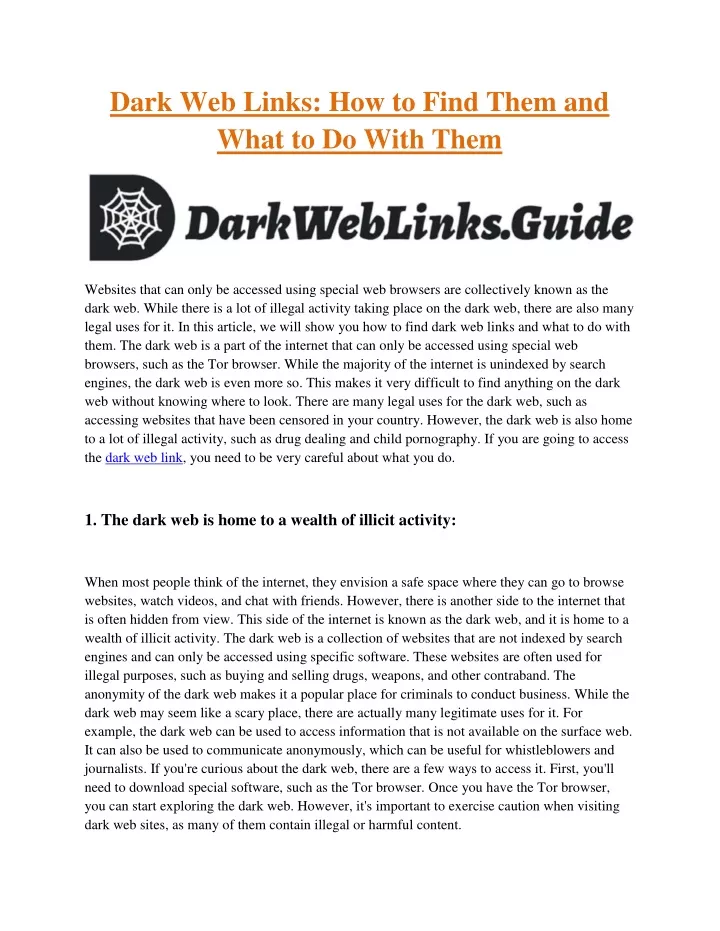dark web links how to find them and what