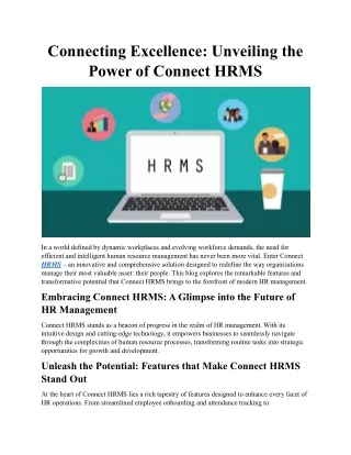 Connecting Excellence: Unveiling the Power of Connect HRMS