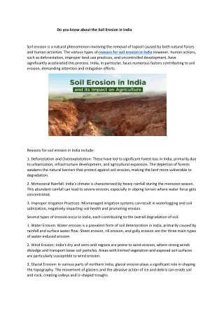 Do you know about the Soil Erosion in India