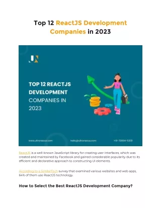 Top 12 ReactJS Development Companies in 2023