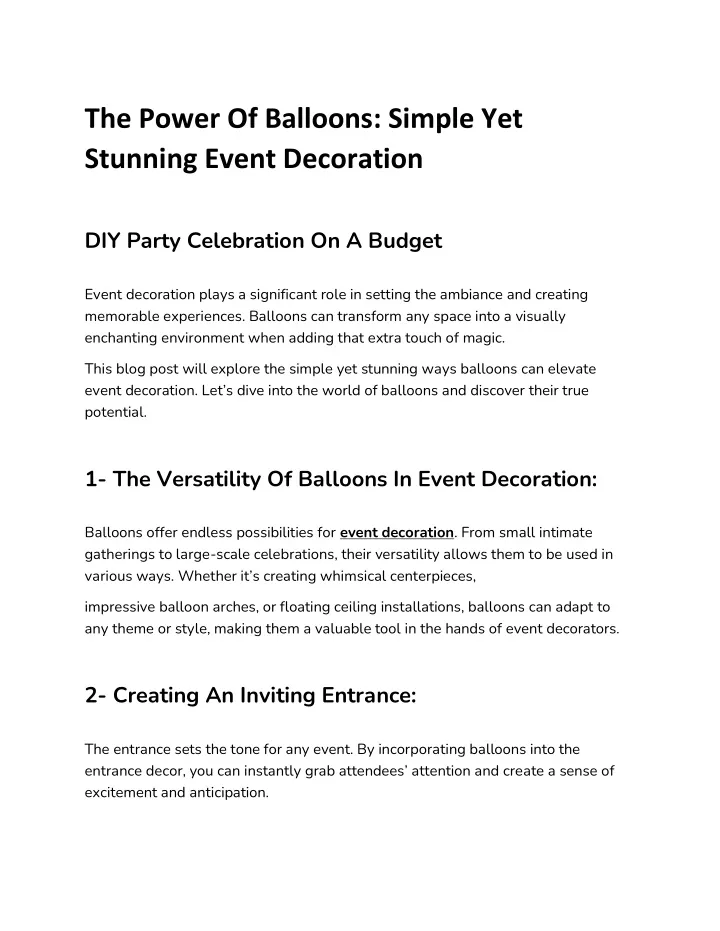 the power of balloons simple yet stunning event